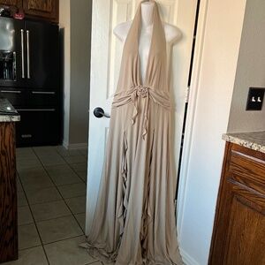 WeWoreWhat Halter Ruffle Dress